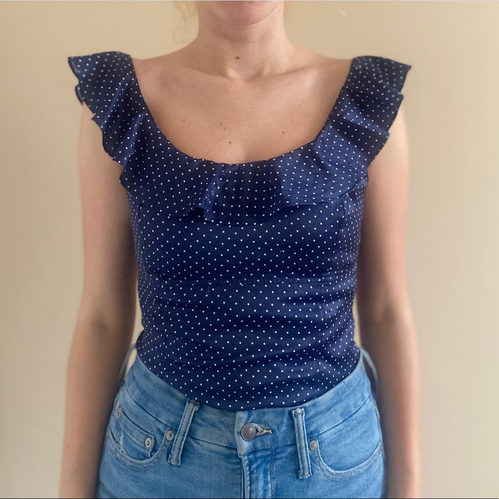 Free people navy polka dot blouse